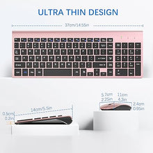 Load image into Gallery viewer, Wireless Keyboard and Mouse with Mouse Pad Ultra Slim Combo, MOOJAY 2.4G USB Quiet Compact Scissor Switch Keyboard Mice Set with Cover, 2 AA and 2 AAA Batteries, for Laptop/PC/Windows-Rose Gold Black
