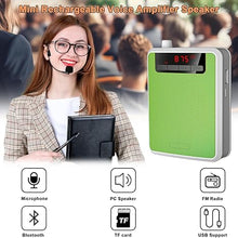 Load image into Gallery viewer, Voice Amplifier?Professional Mini Portable lotmusic Microphone Amplifier Speaker Rechargeable Wired Microphone Headset, Personal for Teacher Classroom Outdoor Meeting Tour Guides (Green)
