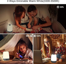 Load image into Gallery viewer, winshine Touch Wake Up Night Light with Sunrise Simulation Alarm Clock, 3 Ways Dimmable Warm White Bedside Lamp for Kid Bedrooms RGB Ambient Table Nightstand Light,Sleep Aid Snooze Timer Mode
