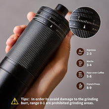 Load image into Gallery viewer, Z30 Manual Coffee Grinder with 7 Star Stainless Steel Burr, Hand Coffee Grinder for French Press, Mocha, Espresso, External Adjustable Design, Three Bearing Positioning, Black, 20g
