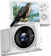 Load image into Gallery viewer, 4K Digital Camera, 64MP Compact Camera with Autofocus, Digital Point and Shoot Camera with Anti-Shake, 16X Zoom Small Travel Digital Camera, 32GB Card, 2 Batteries for Beginners and Teens(White)
