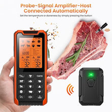 Load image into Gallery viewer, 300FT Wireless Meat Thermometer with 2 Probes-Rechargeable, Rechargeable Digital Digital Cooking Thermometer with Alarm Function Preprogrammed Temperatures for The Oven, Kitchen, BBQ IP67
