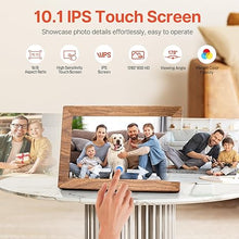 Load image into Gallery viewer, Frameo 10.1" Digital Picture Frame with 32GB Memory WiFi Electronic Photo Frame Wood 1280 x 800 IPS Touch Screen Auto-Rotate Slideshow Wall Mountable Share Photos/Video Remotely Anywhere
