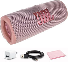 Load image into Gallery viewer, JBL Flip 6 Portable Bluetooth Speaker, deep bass, IPX7 Waterproof, for Home, Outdoor and Travel (Pink) (JBLFLIP6PKAM) + USB Adapter + Microfiber Cloth
