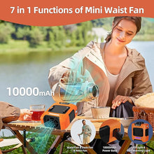 Load image into Gallery viewer, Waist Fan, Clip-on Fan, Belt Fan - Portable Cooling Fan with 10000mAh Battery - 24H Working Time, LED SOS Light - 3 Speeds, 15500RPM Airflow - Shirt Fan for Jobsite, Farming, Fishing
