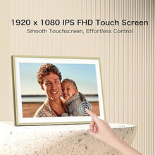 Load image into Gallery viewer, Digital Picture Frame, Frameo 15.6 inch Large Digital Photo Frame Wifi, 32GB Capacity, 1920*1080 IPS FHD Touch Screen, Electronic Frame Slideshow, Tabletop&amp;Wall-Mounted, Gifts for Mom, Women, Golden
