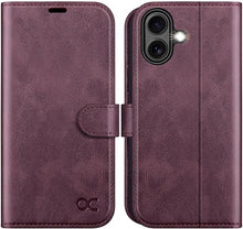 Load image into Gallery viewer, OCASE Compatible with iPhone 16 Wallet Case, PU Leather Flip Folio Case with Card Holders RFID Blocking Kickstand [Shockproof TPU Inner Shell] Phone Cover 6.1 Inch 2024, Mulberry
