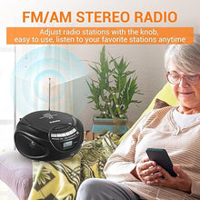 Load image into Gallery viewer, Gelielim CD Player Boombox, AM/FM Radio Stereo, Bluetooth, USB, SD, MMC Drive, Headphone Jack, AC Powered or Battery Operated Portable CD Player Compatible CD-R/RW with Big Speaker
