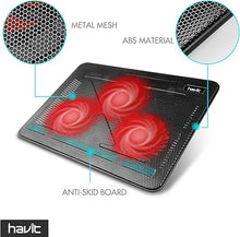 Load image into Gallery viewer, Havit HV-F2056 15.6-17 Inch Laptop Cooler Cooling Pad - Slim Portable USB Powered (3 Fans) (Black+Red)
