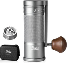 Load image into Gallery viewer, Bincoo Foldable Manual Coffee Grinder with External Adjustable Setting,Coffee Bean Grinder with Portable Storage Bag,Stainless Steel Burr Grinder Suitable for Home, Office and Travel for Use(Gray)
