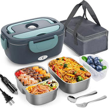 Load image into Gallery viewer, Electric Lunch Box Food Heater, 3 in 1 Ultra Quick Heated Lunch Boxes for Adults, 12V/24V/110V Portable Food Warmer for Car/Truck/Office With Fork Spoon and Insulated Carry Bag
