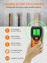 Load image into Gallery viewer, Mecurate Stud Finder Wall Scanner Sensor - 5 in 1 Electronic Stud with LCD Display &amp; Audio Alarm for Wood AC Live Wire Metal Studs Detection Joist Pipe
