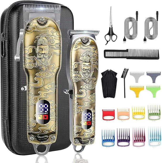 Suttik Professional Barber Hair Clippers and Trimmers Set, Cordless Barber Kit Hair Cutting Kit with Travel Case Barber Clippers Set Professioal Mens Grooming Kit