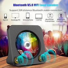 Load image into Gallery viewer, Gueray Portable CD Player, Bluetooth CD Kpop Player for Desktop with HiFi Sound Speaker, FM Radio CD Music Player for Home with Remote Control, Dust Cover, LED Screen, Support AUX/USB, Headphone Jack
