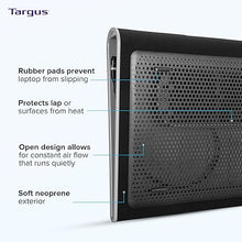 Load image into Gallery viewer, Targus 17 inch Dual Fan Lap Chill Mat - Soft Neoprene Laptop Cooling Pad, Heat Protection/Dispersion Laptop Cooler/Fan, USB-A Connection, Black
