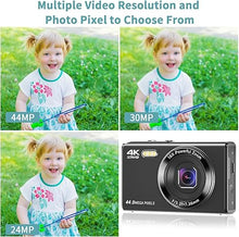 Load image into Gallery viewer, 1080P Digital Camera 44mp Mini Camera with 16x Digital Zoom,for Kids, Teens and Beginners, for 32GB Card Shooting, 2 Batteries
