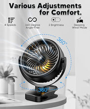 Load image into Gallery viewer, TYZU 7 Inch Portable Fan, Misting Fan, 4000 mAh Battery Operated Fan, Outdoor Misting Fan With 2 Mist Modes &amp; 4 Speeds, 130ml Tank, 360° Rotatable, Clip on fan For Outside Camping Stroller Golf Cart
