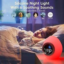 Load image into Gallery viewer, Vivilumens Alarm Clock for Kids Toddlers, Cute Touch Night Light with 6 White Noise Sound Machine, Ok to Wake Clock for Kids with Child Lock, Sleep Training Clock for Kids Learning to Tell Time
