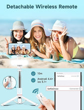 Load image into Gallery viewer, Stable Selfie Stick Tripod with Fill Light, 44 Inch Extendable Selfie Stick with Wireless Remote and Tripod Stand 360 Rotation for iPhone 15/14/13/12/11 Pro/XS Max/XR/X, Samsung and Smartphone (White)
