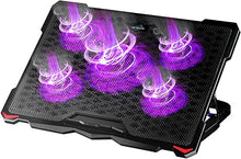 Load image into Gallery viewer, AICHESON Laptop Cooling Pad for 15.6 to 17.3 Inches PC Notebooks, 5 Fans Computer Cooler Stands with Purple Lights Desk Chiller Mat, S035
