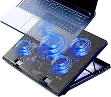 Load image into Gallery viewer, Laptop Cooling Pad 17inch 15.6 14 13 12inch Gaming Cooler Pad Chill Mat 5 Quiet Fans LED Lights and 2 USB 2.0 Ports Adjustable Mounts Laptop Stand Height Angle
