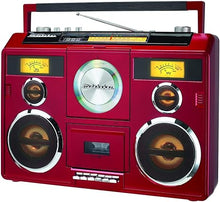 Load image into Gallery viewer, Studebaker Sound Station Portable Stereo Boombox with Bluetooth/CD/AM-FM Radio/Cassette Recorder (Red)
