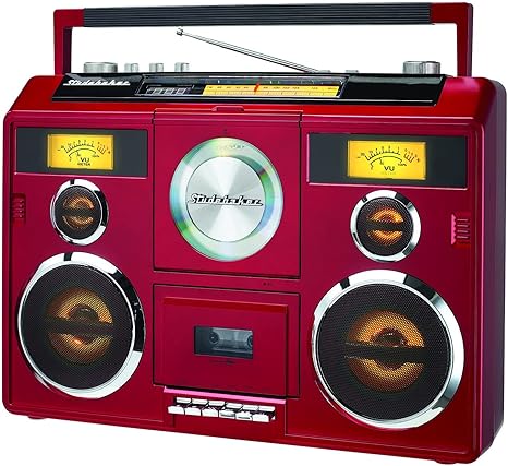 Studebaker Sound Station Portable Stereo Boombox with Bluetooth/CD/AM-FM Radio/Cassette Recorder (Red)