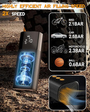 Load image into Gallery viewer, Bike Air Pump,Electric Mini Bike Tire Inflator,150 PSI Portable Pressure with Digital Pressure Gauge,Motorcycles,Road Bike,E-Bike,Ball,Versatile Valve and Auto Shut Off
