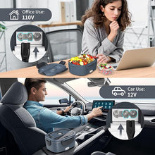Load image into Gallery viewer, Electric Lunch Box for Adults, Heated Lunch Box with 2 Stainless Steel Container, 1.5L Portable 80W Food Warmer Lunch Box for Car/Truck/Work/Home Men, 110V/12V/24V/240V
