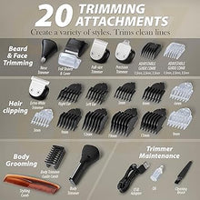 Load image into Gallery viewer, Beard Trimmer, 21 Piece Mens Grooming Kit for Beard &amp; Mustache Trimming, Electric Shaver, Nose Hair Trimmer, Cordless Hair Clippers, Waterproof, Silver

