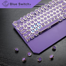 Load image into Gallery viewer, Camiysn Typewriter Style Mechanical Gaming Keyboard, Purple Retro Punk Gaming Keyboard with White Backlit, 104 Keys Blue Switch Wired Cute Keyboard, Round Keycaps for Windows/Mac/PC
