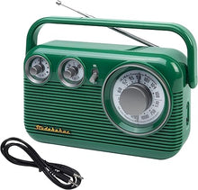 Load image into Gallery viewer, Studebaker SB2003 Retro Portable AM FM Radio | Built in Speaker | AC Powered/Battery | Aux-in Cable (Bundle) (Green)
