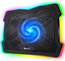 Load image into Gallery viewer, KLIM Ultimate - RGB Laptop Cooling Pad with LED Rim - New 2024 - Gaming Laptop Cooler - USB Powered Fan - Very Stable and Silent Laptop Stand - Compatible up to 17&quot; - PC Mac PS5 PS4 Xbox One
