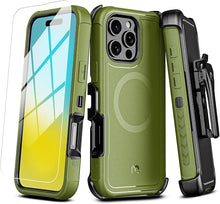 Load image into Gallery viewer, M MYBAT PRO Maverick Series iPhone 16 Pro Max Case with Belt Clip Holster,[Compatible with Magsafe] w/Screen Protector,Anti-Drop,Shockproof,360°Rotating Kickstand,Heavy Duty Protection Army Green
