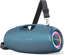 Load image into Gallery viewer, ZEALOT Bluetooth Speaker,120W Wireless Speaker with Booming Bass,IP67 Waterproof Speaker with LED Light, PowerBank,Bluetooth 5.2, Loud Bluetooth Speaker for Camping,Beach,Gifts(Blue)
