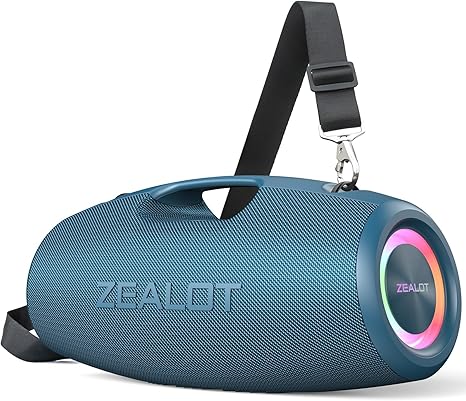 ZEALOT Bluetooth Speaker,120W Wireless Speaker with Booming Bass,IP67 Waterproof Speaker with LED Light, PowerBank,Bluetooth 5.2, Loud Bluetooth Speaker for Camping,Beach,Gifts(Blue)