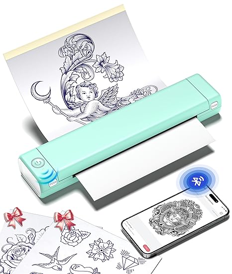 Phomemo M08F Wireless Tattoo Transfer Stencil Printer, Tattoo Transfer Thermal Copier Machine with 10pcs Free Transfer Paper, Tattoo Printer Kit for Tattoo Artists, Compatible with Smartphone & PC