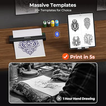 Load image into Gallery viewer, MUNBYN Tattoo Stencil Printer ITP05, Wireless Thermal Tattoo Printer with 10 Transfer Papers, Compatible with Android and iOS Phone/Tablet &amp; PC, Tattoo Printer for Tattoo Artists &amp; Beginners
