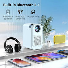 Load image into Gallery viewer, Mini Projector with 5G WiFi and Bluetooth,1080P Supported Projector with Projector Stand,Movie Projector Compatible with iOS/Android Phone/Tablet/Laptop/PC/TV Stick, Game, USB?Without battery?? (Blue)
