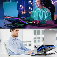 Load image into Gallery viewer, Laptop Cooling Pad Powerful Turbo Fan RGB Gaming Notebook Cooler, Moojay Laptop Fan Cooling Stand with 8 Adjustable Heights and Phone Holder, for 14-19 Inch Laptops - Blue LED Light
