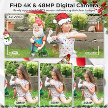 Load image into Gallery viewer, Digital Camera, FHD 4K Kids Camera 48MP Point and Shoot Digital Cameras with 32GB Card, 16X Zoom, 2.8 Inch IPS Screen, Portable Autofocus Small Camera for Teens Boys Girls Beginners Gifts (Black)
