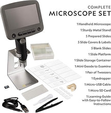 Load image into Gallery viewer, National Geographic Digital Microscope for Kids – 40-Piece Handheld Microscope, Lightweight, Portable, Capture 1080p Photos &amp; Video on Micro SD Card, Tilting 4.3-Inch LCD Screen, 800x Magnification
