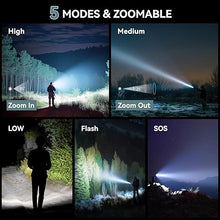 Load image into Gallery viewer, LETMY Tactical Flashlight - 2 Pack Bright Military Grade LED Flashlights High Lumens - Portable Handheld Flash Light, 5 Modes Zoomable Waterproof Flashlights for Home Emergency Camping- Gray
