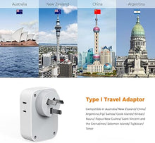 Load image into Gallery viewer, TESSAN Australia New Zealand Power Adapter USB C, Australia Power Plug Adapter with 4 Electrical Outlets 3 USB Ports (2 USB C), Power Adapter for US to Australian Argentina Fiji China Cook Islands
