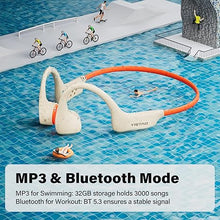 Load image into Gallery viewer, Bone Conduction Headphones, Open Ear Headphones Wireless Earphones, 32GB MP3, 8 Hours Playtime, Bluetooth 5.3, IP68 Waterproof Headphones for Running and Fitness Workout - Beige Orange
