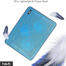 Load image into Gallery viewer, Havit HV-F2056 15.6-17 Inch Laptop Cooler Cooling Pad - Slim Portable USB Powered (3 Fans) (Blue)
