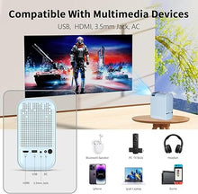 Load image into Gallery viewer, Mini Projector with 5G WiFi and Bluetooth,1080P Supported Projector with Projector Stand,Movie Projector Compatible with iOS/Android Phone/Tablet/Laptop/PC/TV Stick, Game, USB?Without battery?? (Blue)
