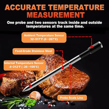 Load image into Gallery viewer, Smart Bluetooth Meat Thermometer, Wireless Grill Thermometer, Digital Food Thermometer for Smoker, Oven, BBQ Steak/Turkey, 500Ft Remote Monitoring Precise Temperature Alerts
