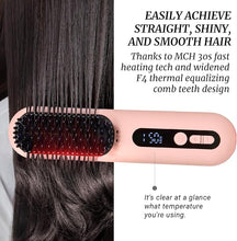 Load image into Gallery viewer, LOWRA ROUGE Hair Straightener Brush, 2 in 1 Negative Ionic Hair Straightening Brush, Cord &amp; Cordless Comb, 30s Fast Heating, For Women Touch-ups On-The-Go, Usb Recharge Auto Shut-Off Function- Pink
