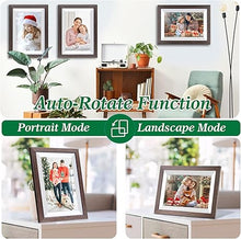 Load image into Gallery viewer, WiFi Digital Picture Frame 10.1 Inch Smart Digital Photo Frame with IPS Touch Screen HD Display, 16GB Storage Easy Setup to Share Photos or Videos Anywhere via Free Frameo APP (Brown Wood Frame)
